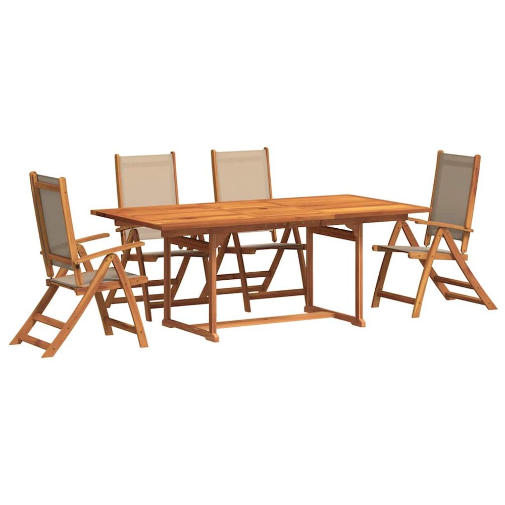Ensemble à manger de jardin 5pcs bois d'acacia solide textilène
