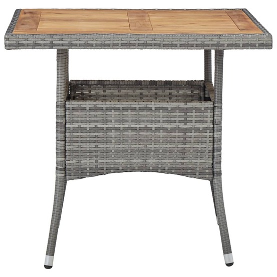 Table d'extérieur gris résine tressée et bois d'acacia solide