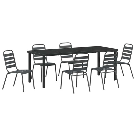 Ensemble de salle à manger pour jardin 7 pcs anthracite