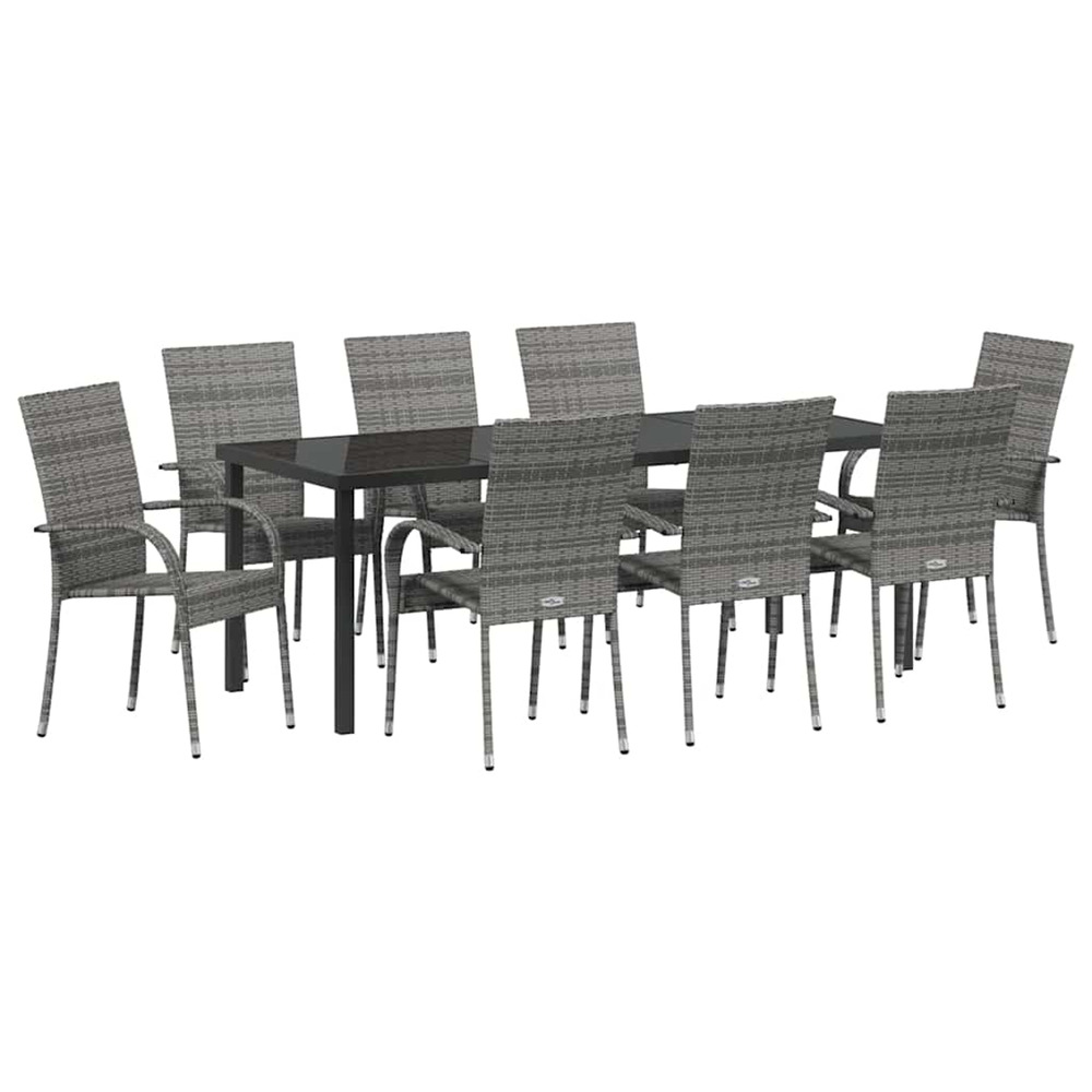 Ensemble de salle à manger pour jardin 5 pcs gris