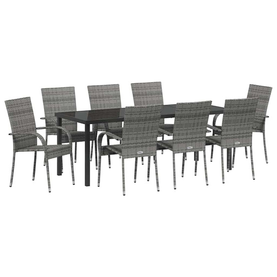 Ensemble de salle à manger pour jardin 5 pcs gris