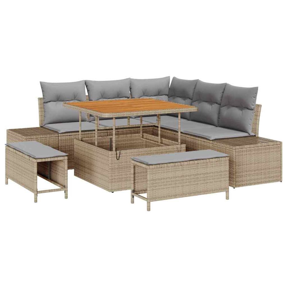 Ensemble de canapé de jardin 8 pc beige polyrotin