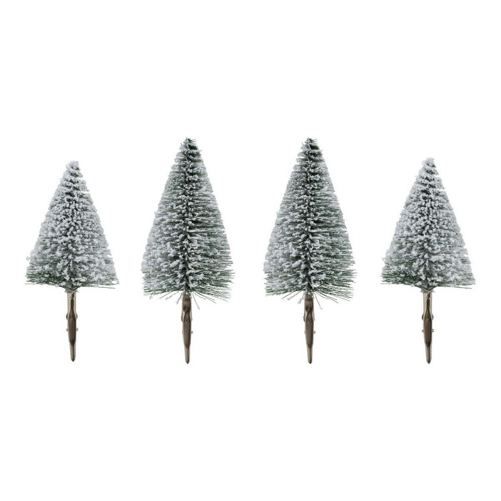 Déco de sapin lot de 4 petits sapins verts enneigés sur pince