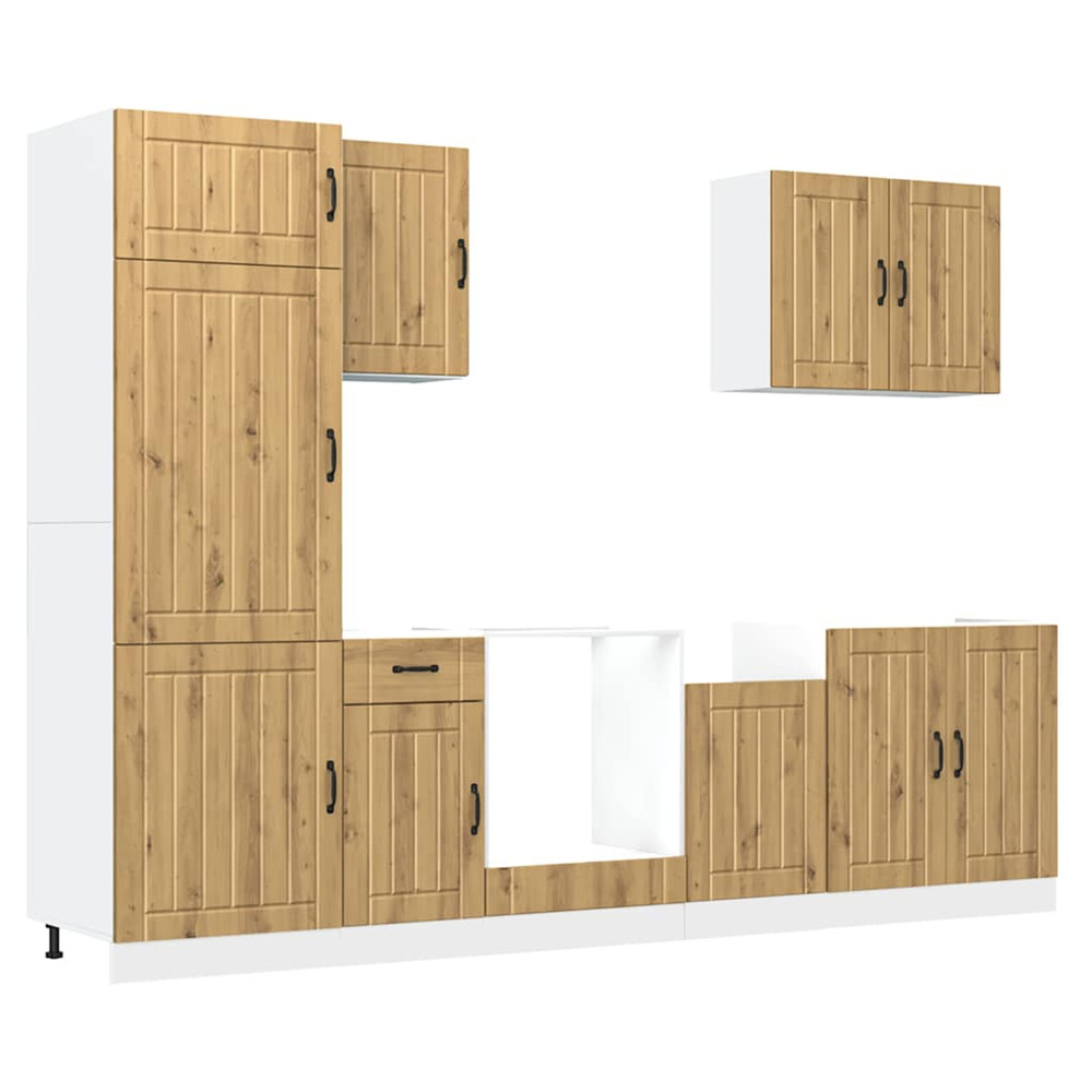 Ensemble d'armoires de cuisine 7 pcs lucca bois d'ingénierie