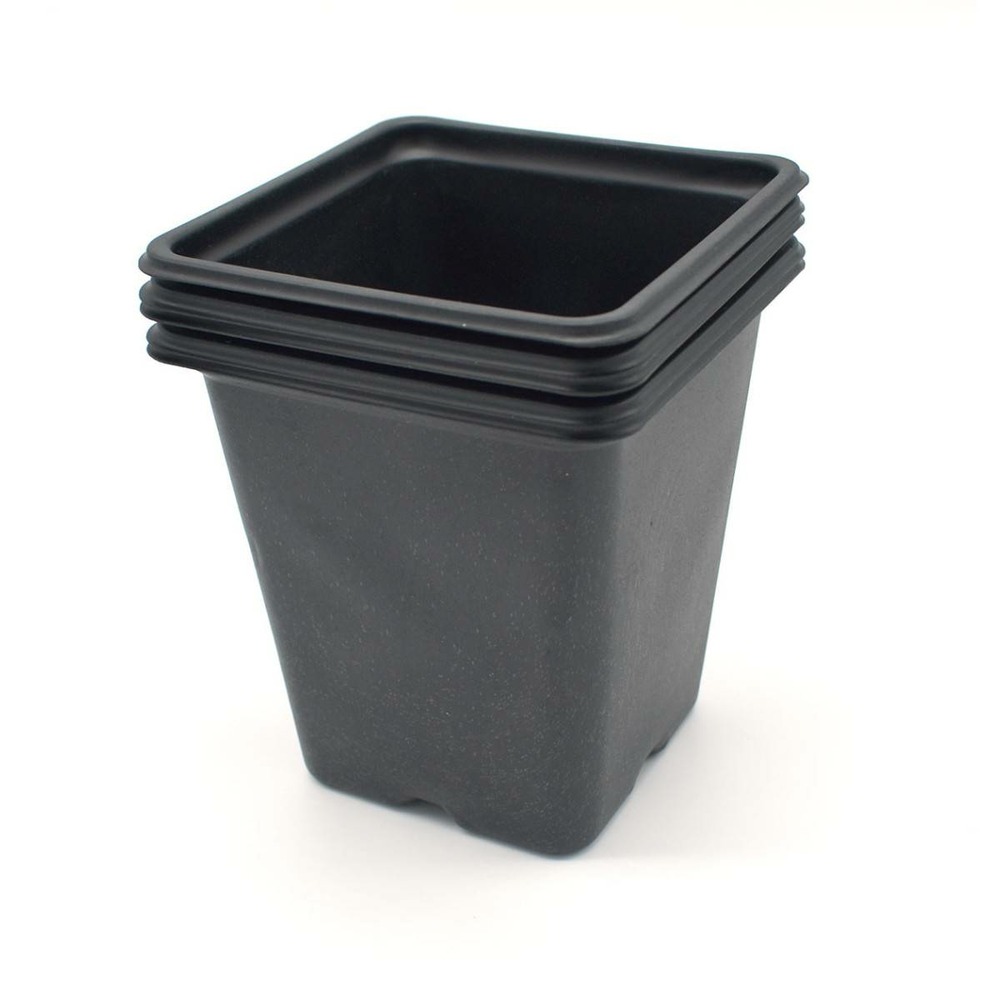 Pack de 5 godets carrés noir en plastique 11cm