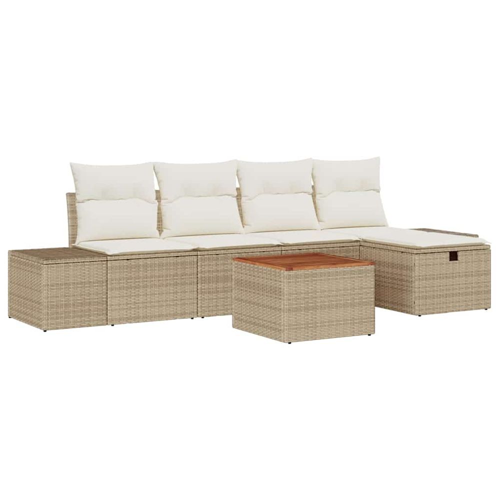 Ensemble de canapé de jardin 6 pc beige polyrotin