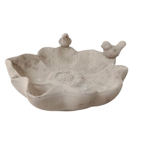 Mangeoire à oiseaux abreuvoir jardin fleur ancien béton gris 32cm