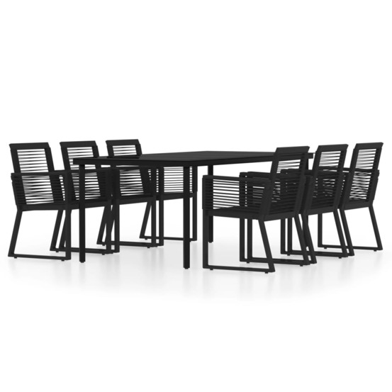 Ensemble à manger de jardin 7 pcs noir