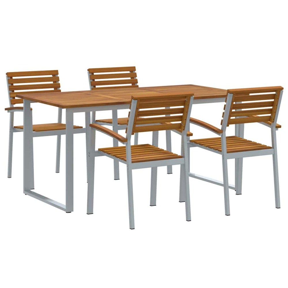 Ensemble de salle à manger pour jardin 5 pcs gris
