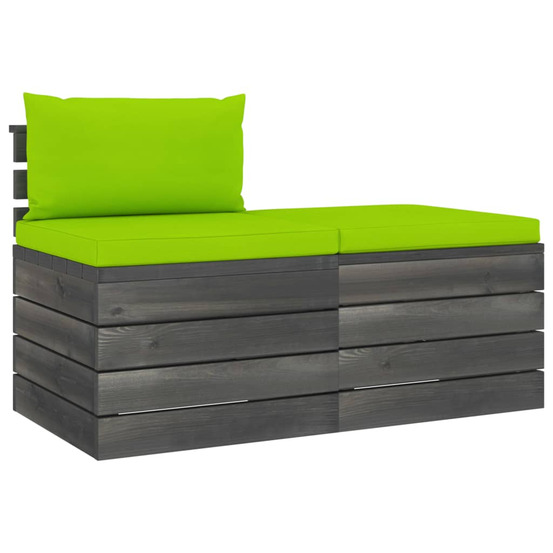 Salon palette de jardin 2 pcs avec coussins bois de pin massif