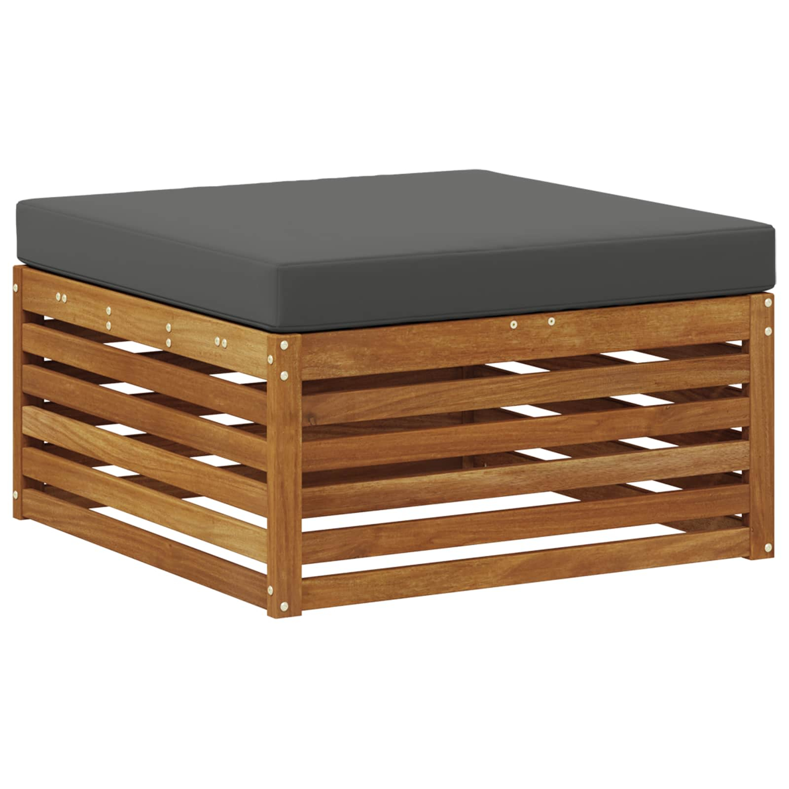 Pouf d'extérieur bois d'acacia massif naturel