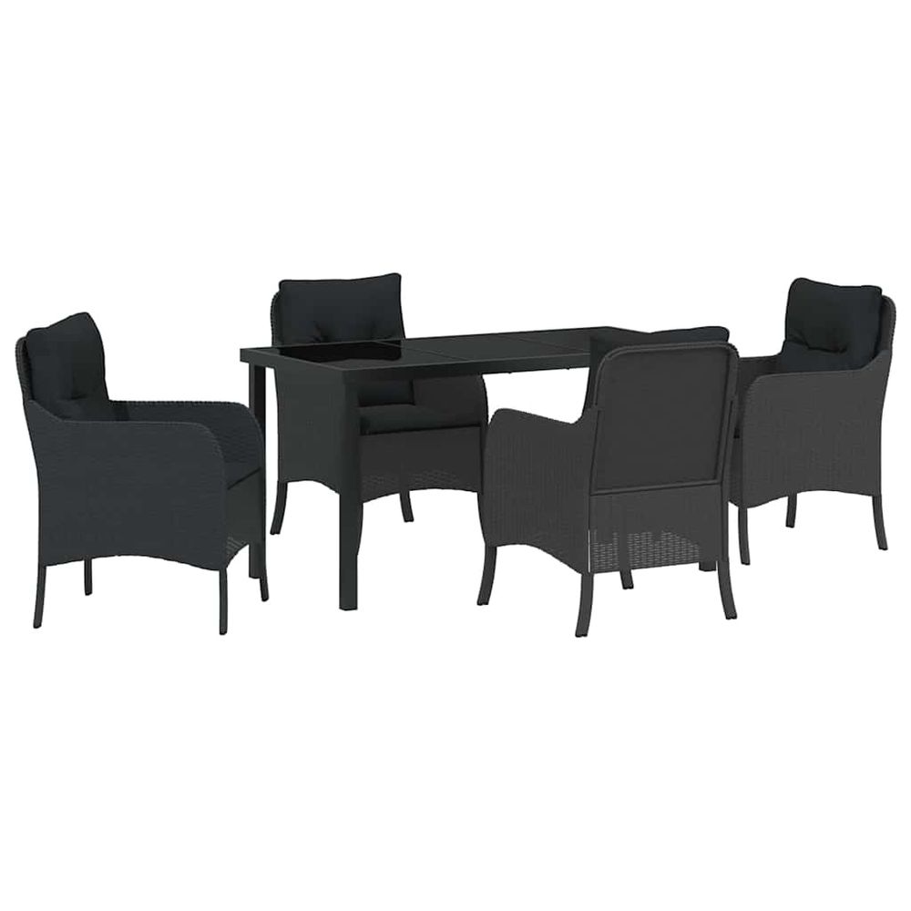 Ensemble de salle à manger pour jardin 5 pc noir polyrotin
