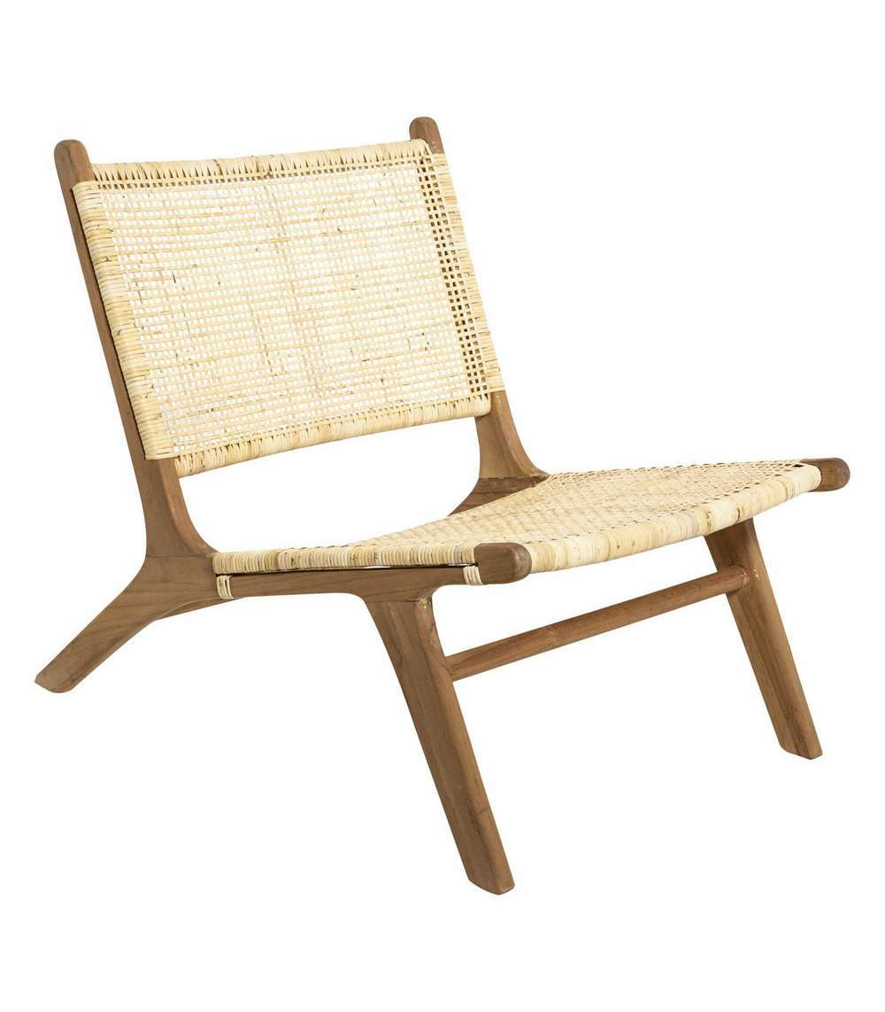 Fauteuil en rotin et teck