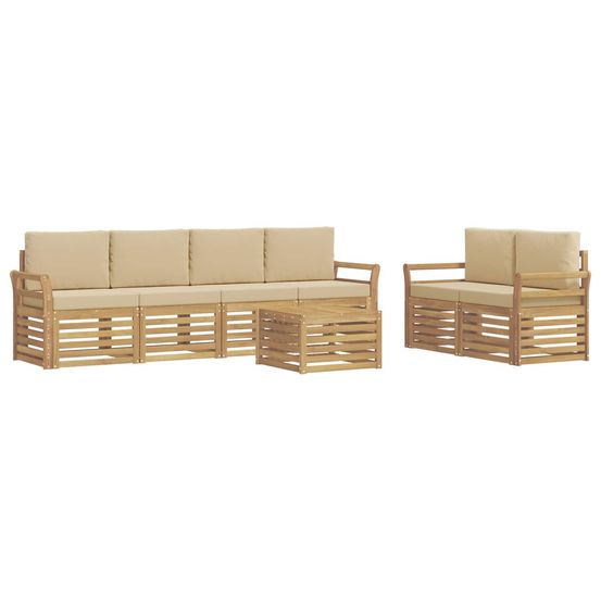 Ensemble de canapés d'extérieur 7 pc blanc et beige polyester