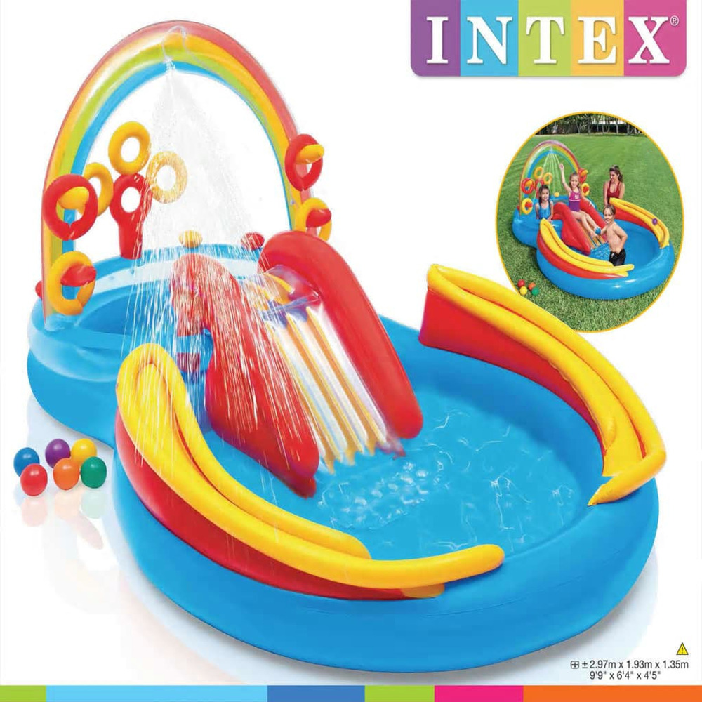 Piscine gonflable rainbow ring play center 297x193x135cm 57453np