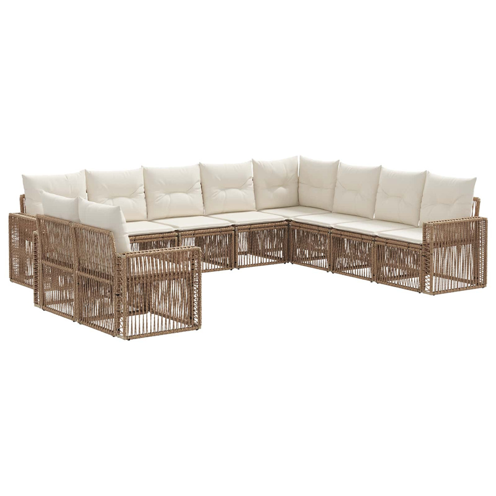 Ensemble de canapé de jardin 10 pcs beige et blanc crème