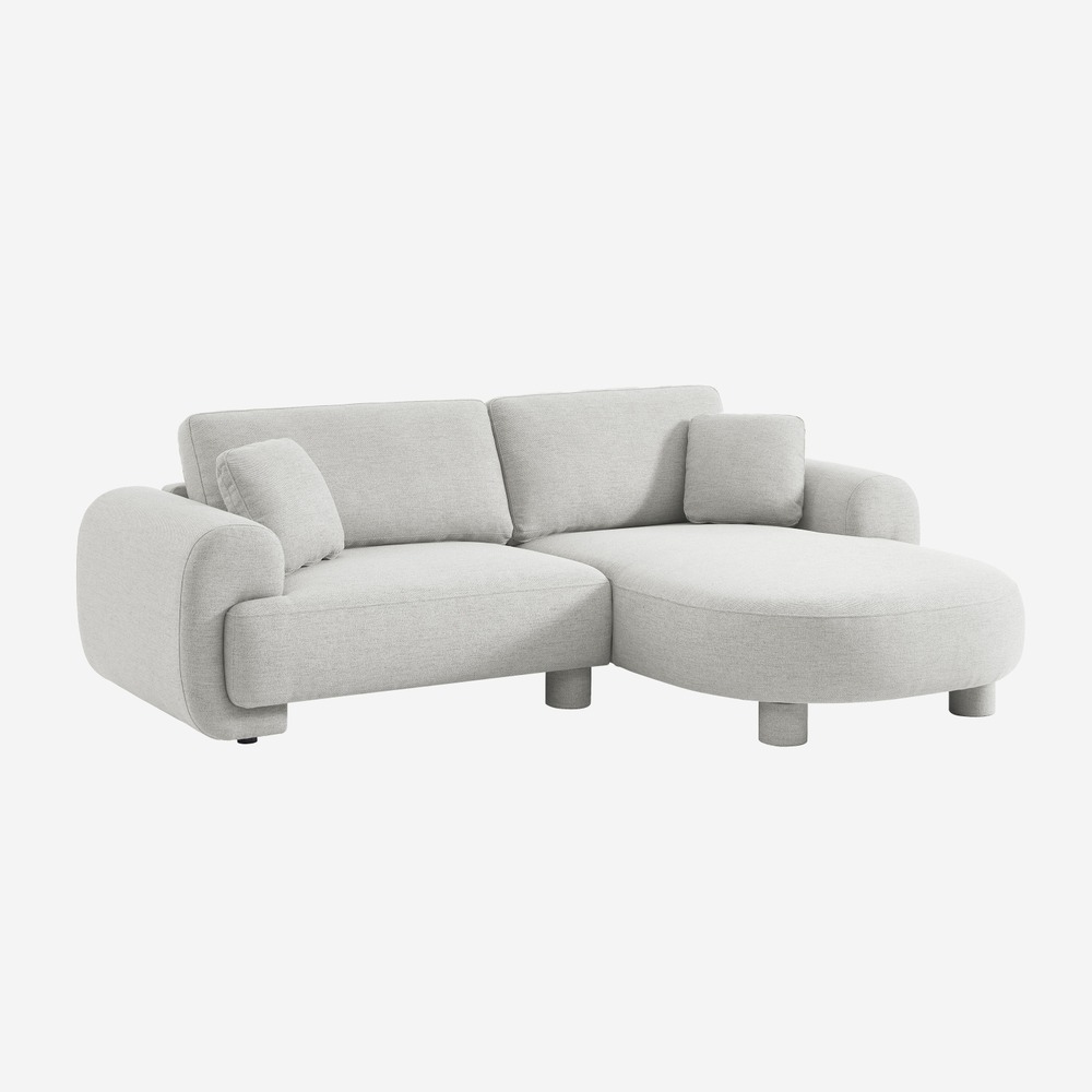 Canapé d'angle droit 3 places tissu, pieds ronds l 231 x p 160 / 88 cm - zenio