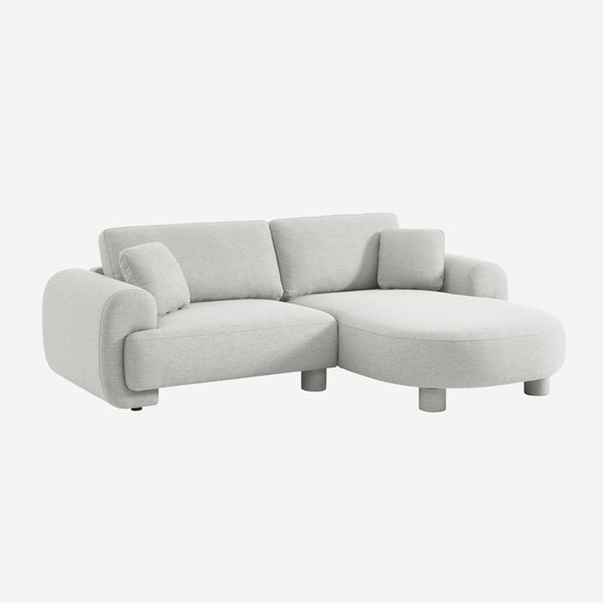 Canapé d'angle droit 3 places tissu, pieds ronds l 231 x p 160 / 88 cm - zenio