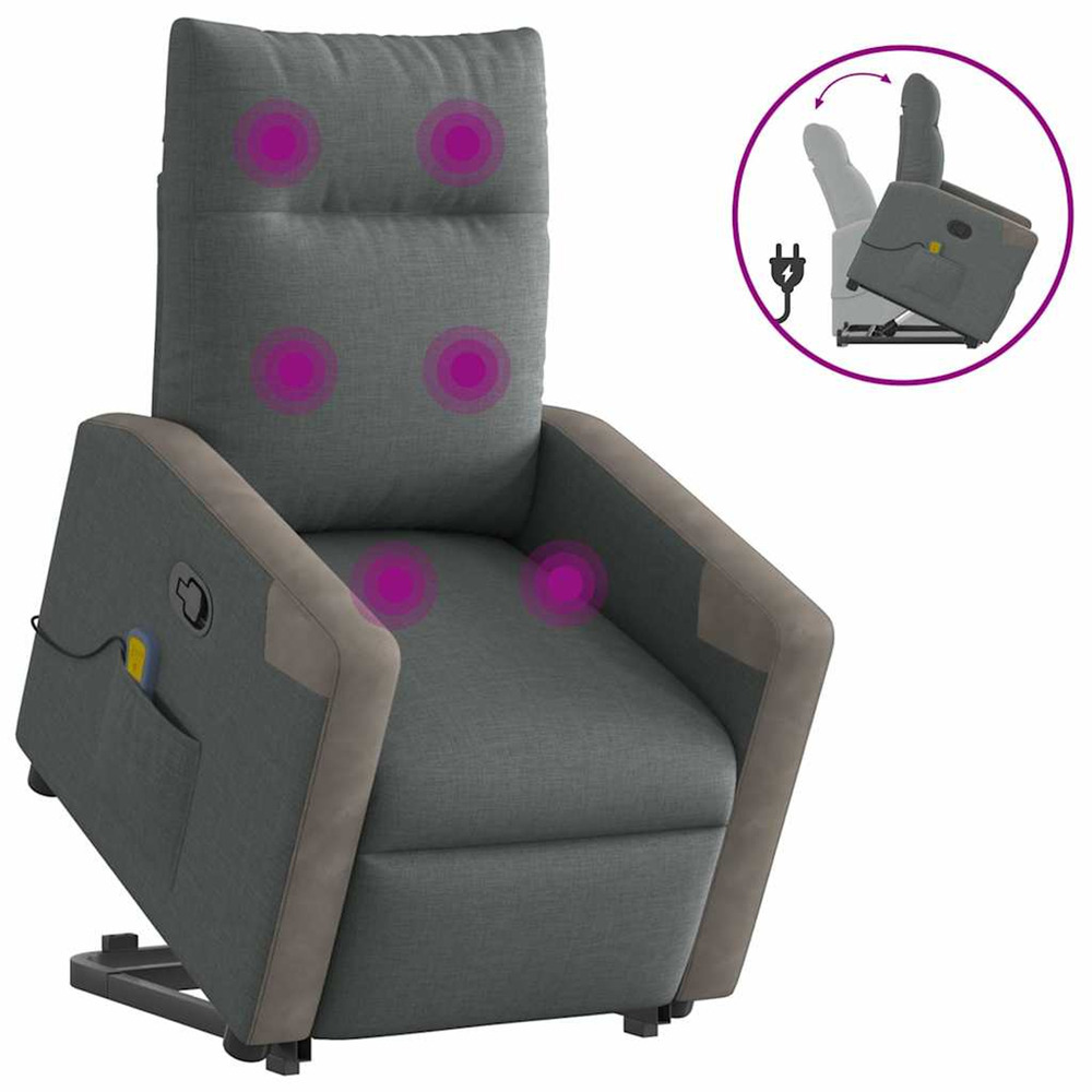 Fauteuil de massage inclinable gris foncé tissu