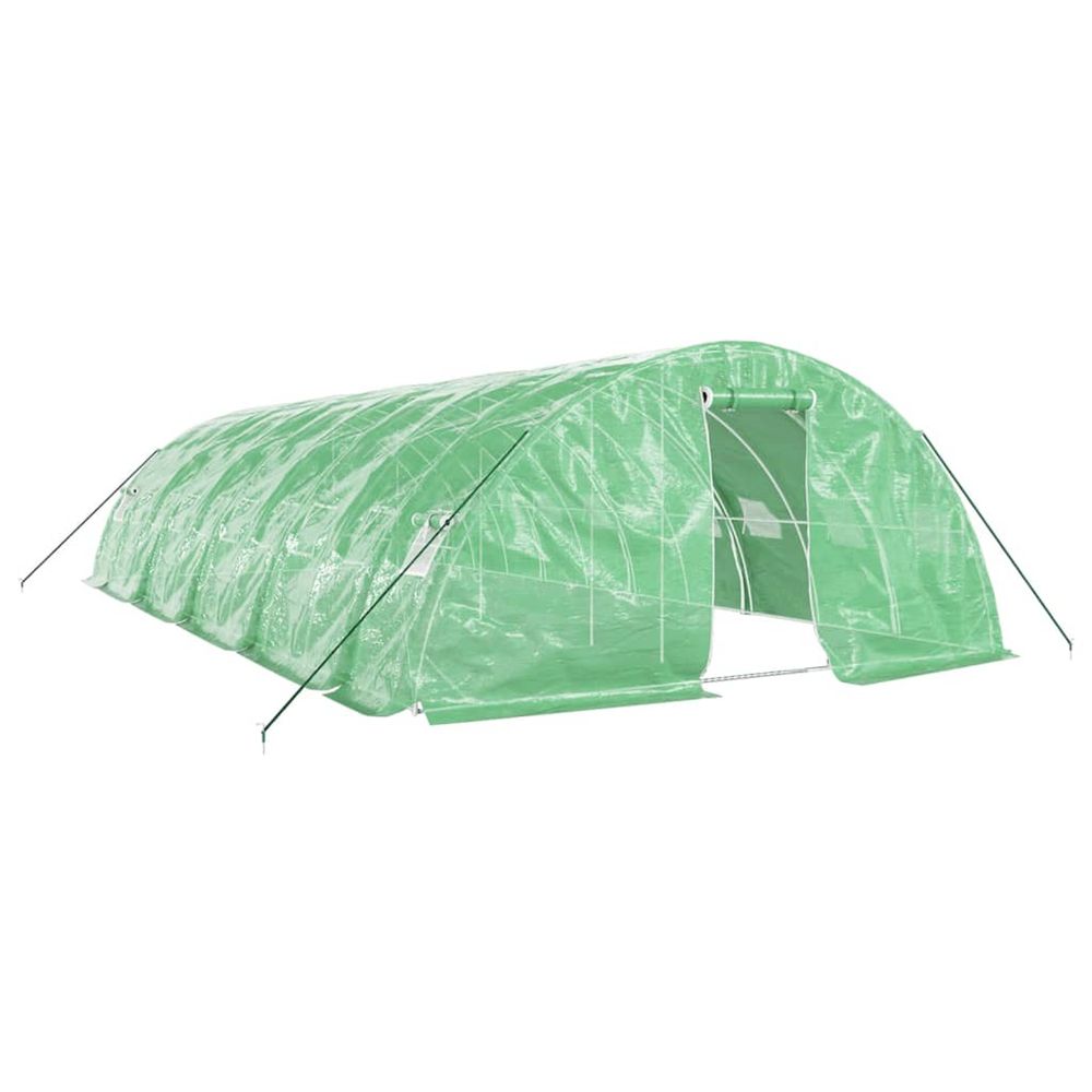 Serre avec cadre en acier vert 50 m² 10x5x2,3 m