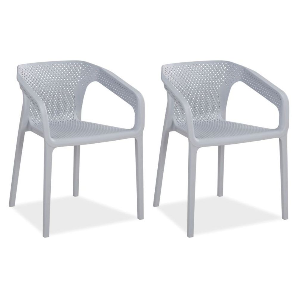 Lot de 2 chaises jardin en gris