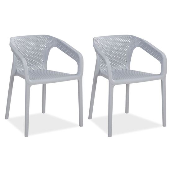 Lot de 2 chaises jardin en gris