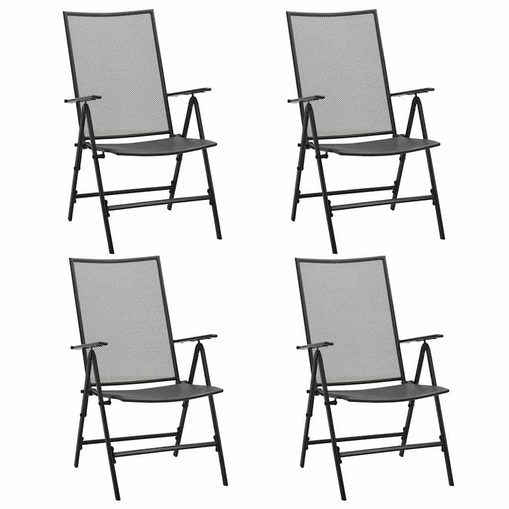 Chaises pliantes en maille, lot de 4, acier anthracite