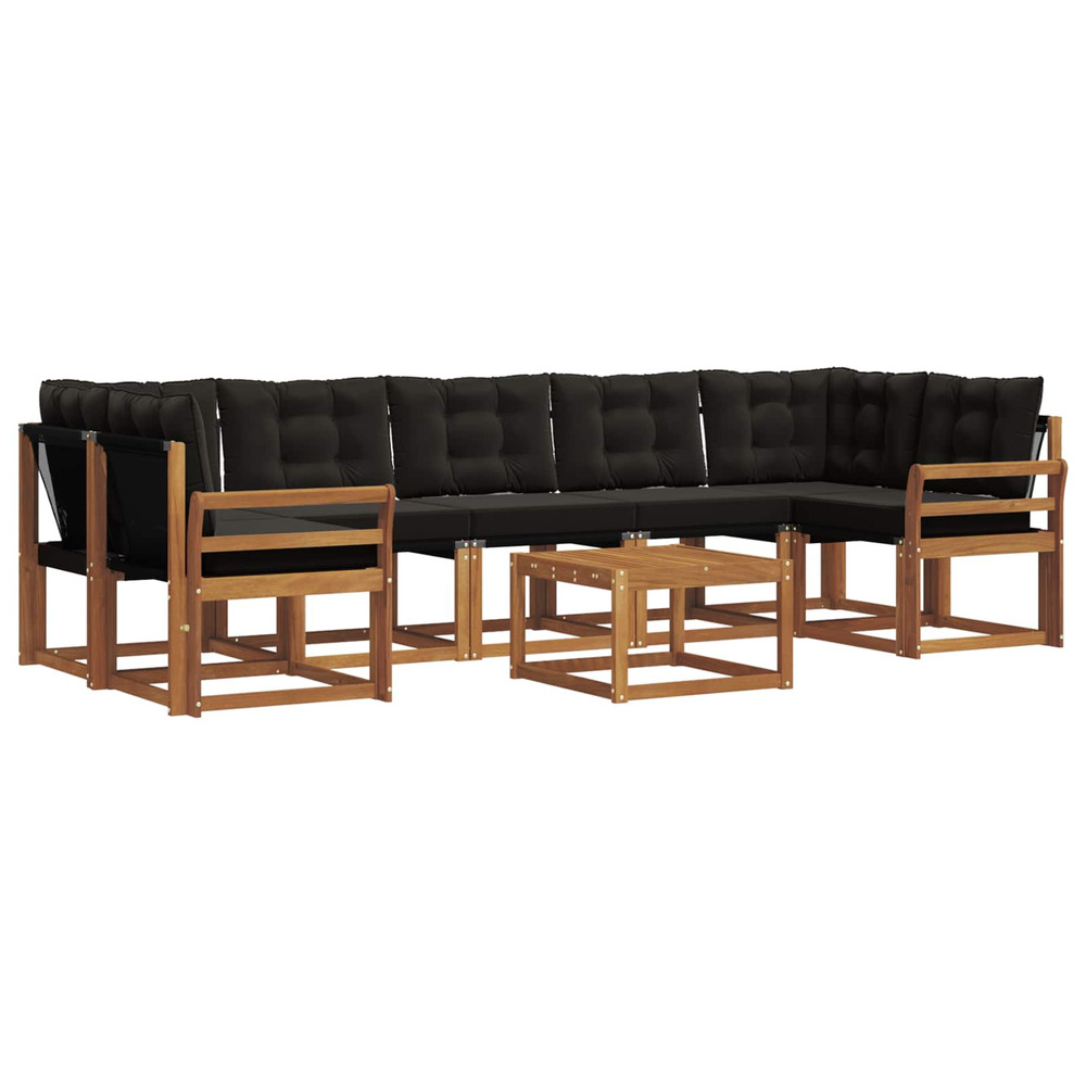 Ensemble de canapés d'extérieur 8 pcs naturel et noir