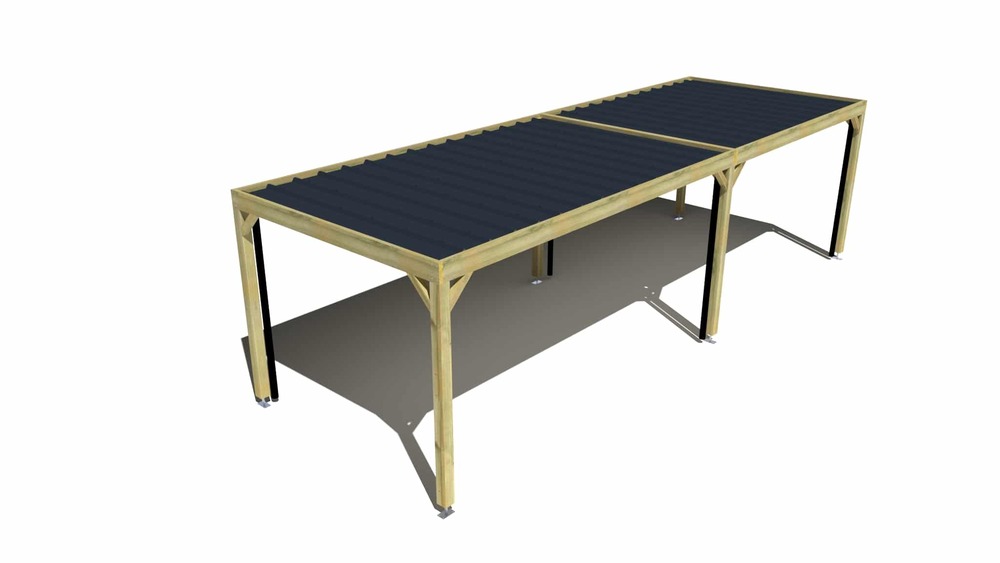 Carport bois • 9m x 3m • indépendante • sens largeur • livraison comprise