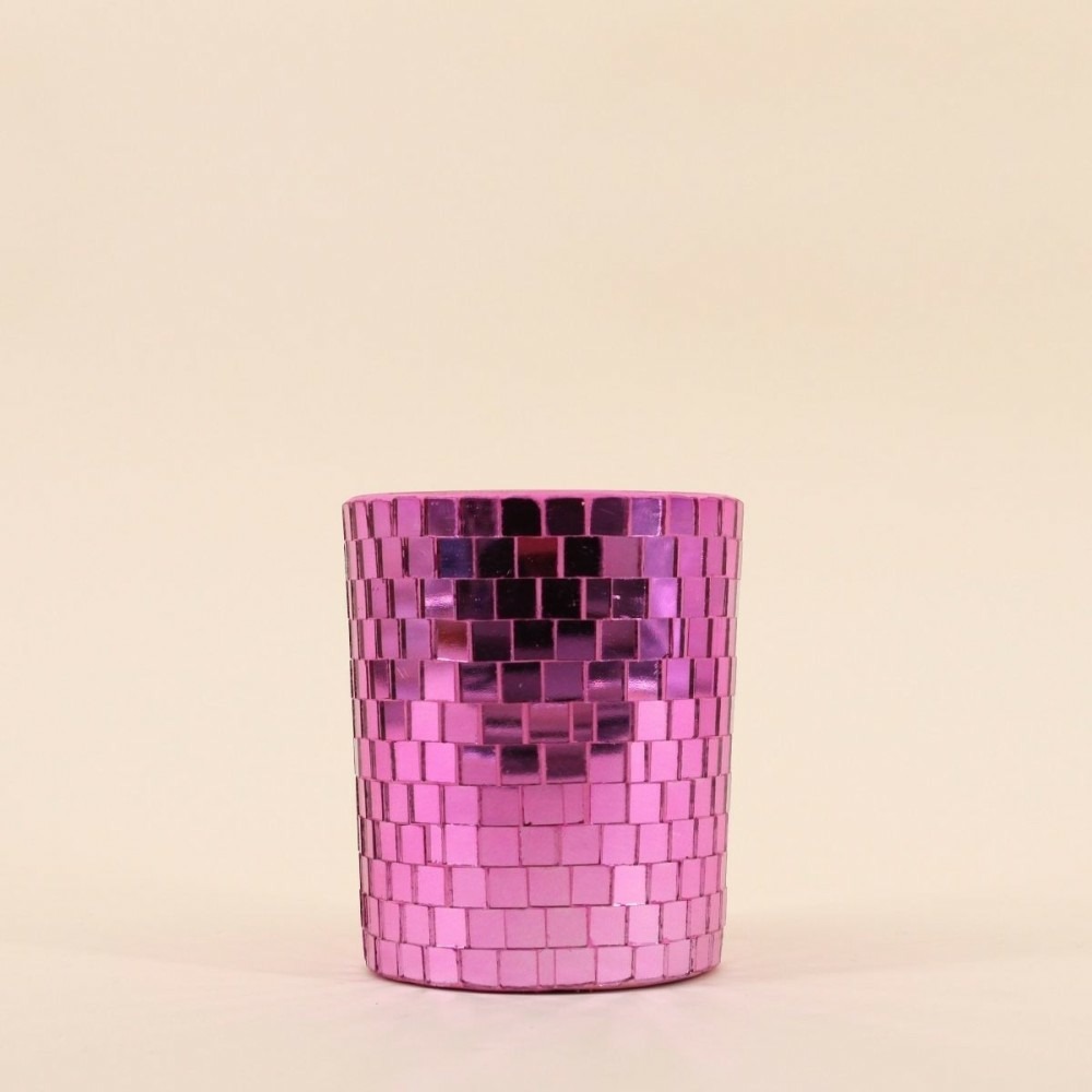 Bougie parfumée verre à facettes violette miroir 510g