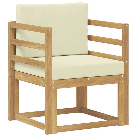 Canapé d’extérieur polyester blanc et crème