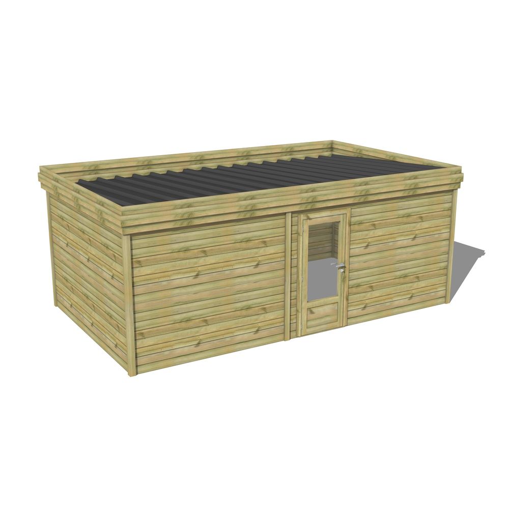 Abri de jardin bois pin traité autoclave 27mm - 5,995x3,44m / 21m2 - bac acier - abri français