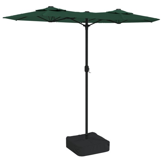 Parasol de jardin à double tête avec led vert 316x145 cm