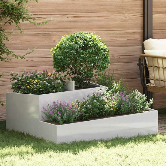 Cache-pot de jardin argent 100 x 100 x 50 cm acier inoxydable