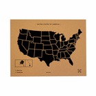 Carte en liège – woody map natural usa / 90 x 60 cm / noir / sans cadre