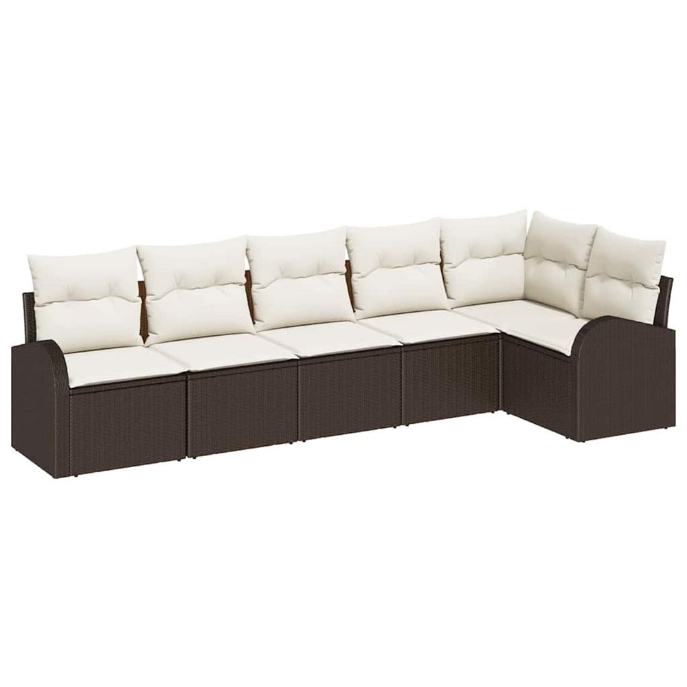 Ensemble de canapé de jardin 6 pc marron et blanc polyrotin