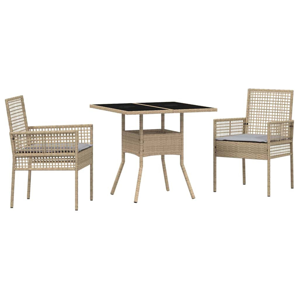 Ensemble de salle à manger pour jardin 3 pcs beige polyrotin