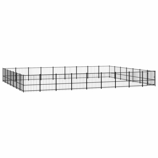Chenil cage enclos pac animaux d'extérieur pour chiens acier 59,28 m² noir