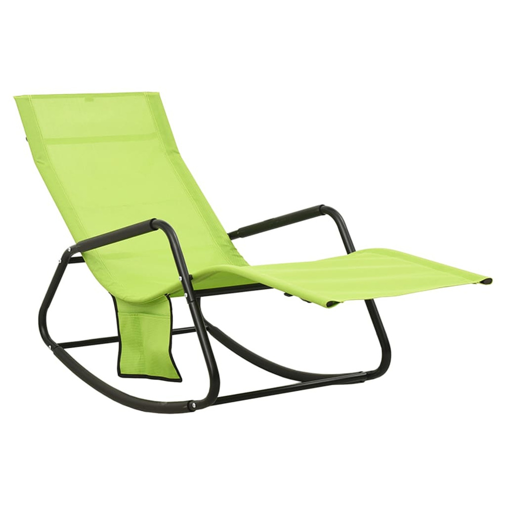 Chaise longue acier et textilène vert bain de soleil