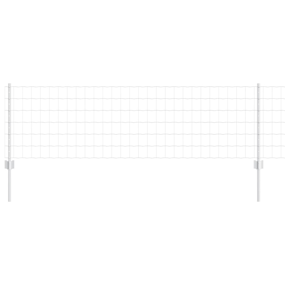 Clôture avec poteau argenté 0,6 x 25 m acier