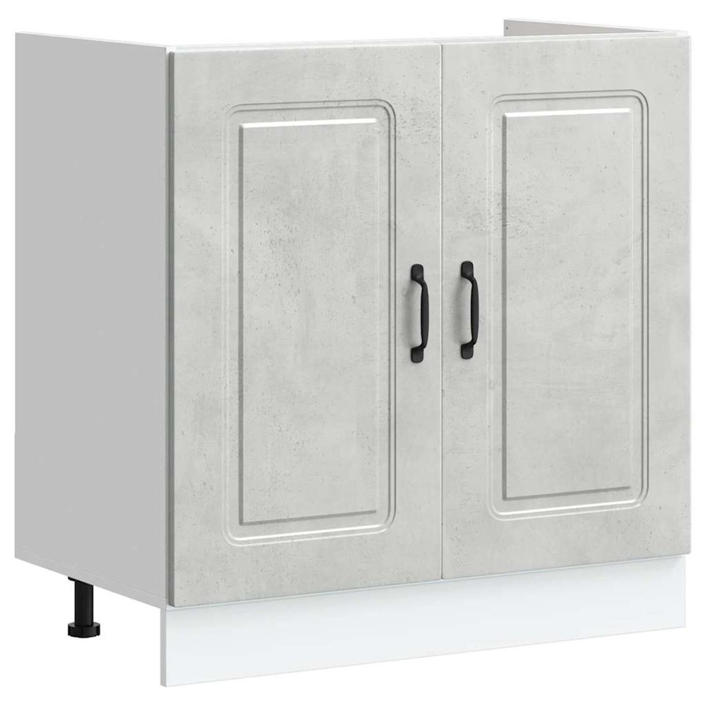 Meuble bas pour évier kalmar gris béton bois ingénierie