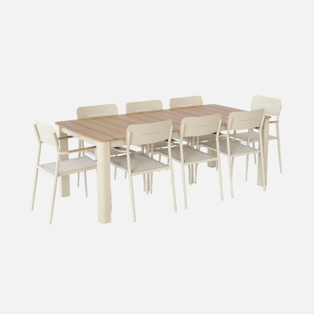 Table de jardin aluminium + 8 assises - edera + fira