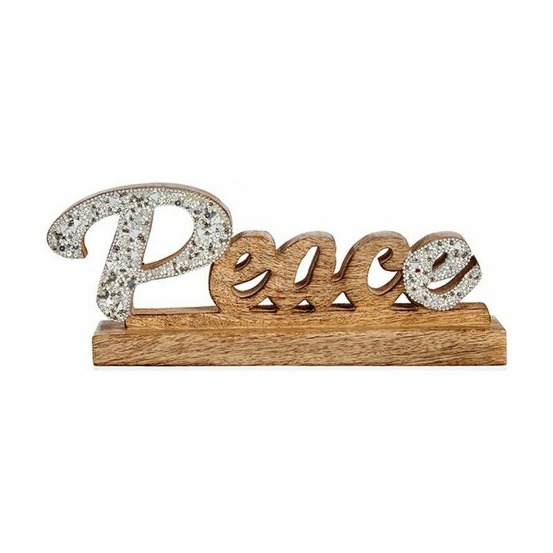Figurine décorative peace paillettes 6 x 13 x 31 cm argenté bois