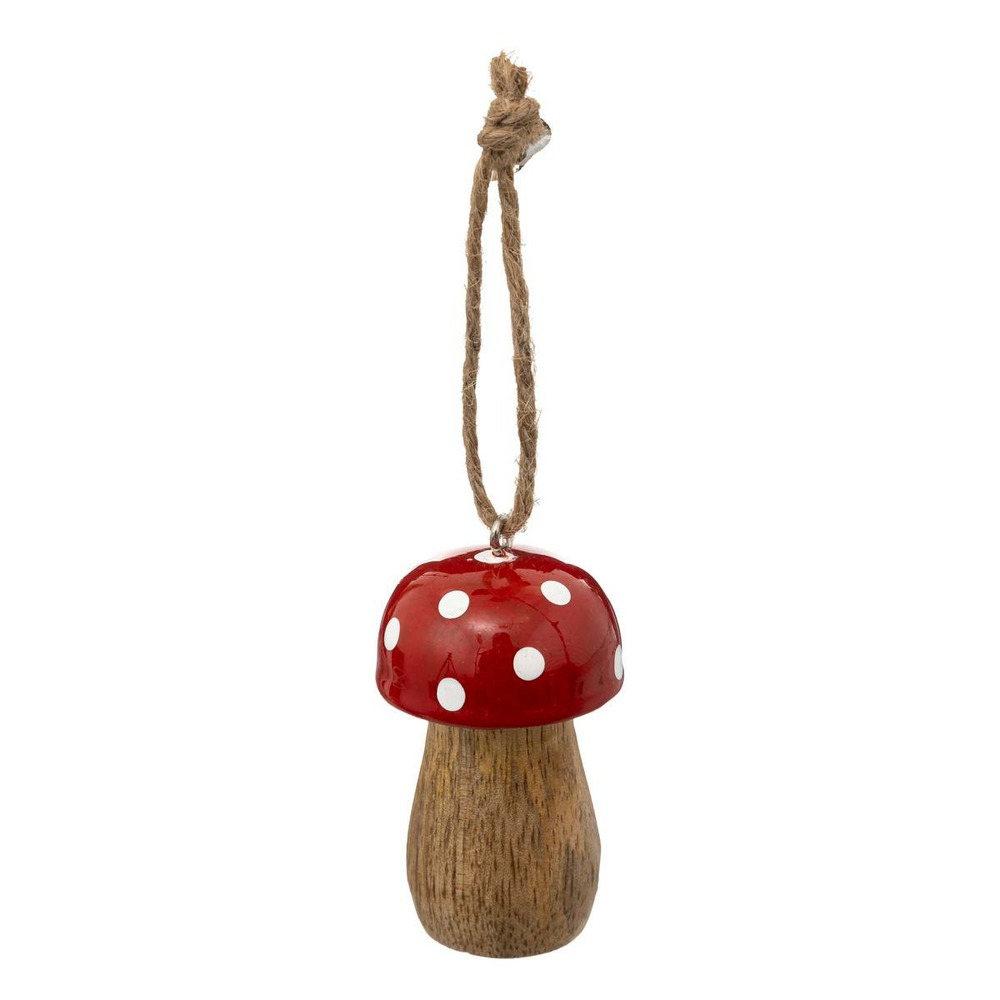 Sujet champignon dans jarre bois rouge