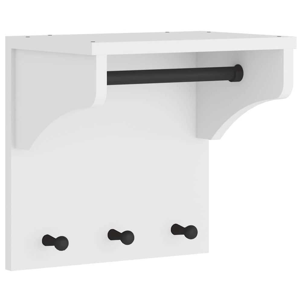 Porte-manteau mural sandnes blanc 43x30x42 cm bois massif pin