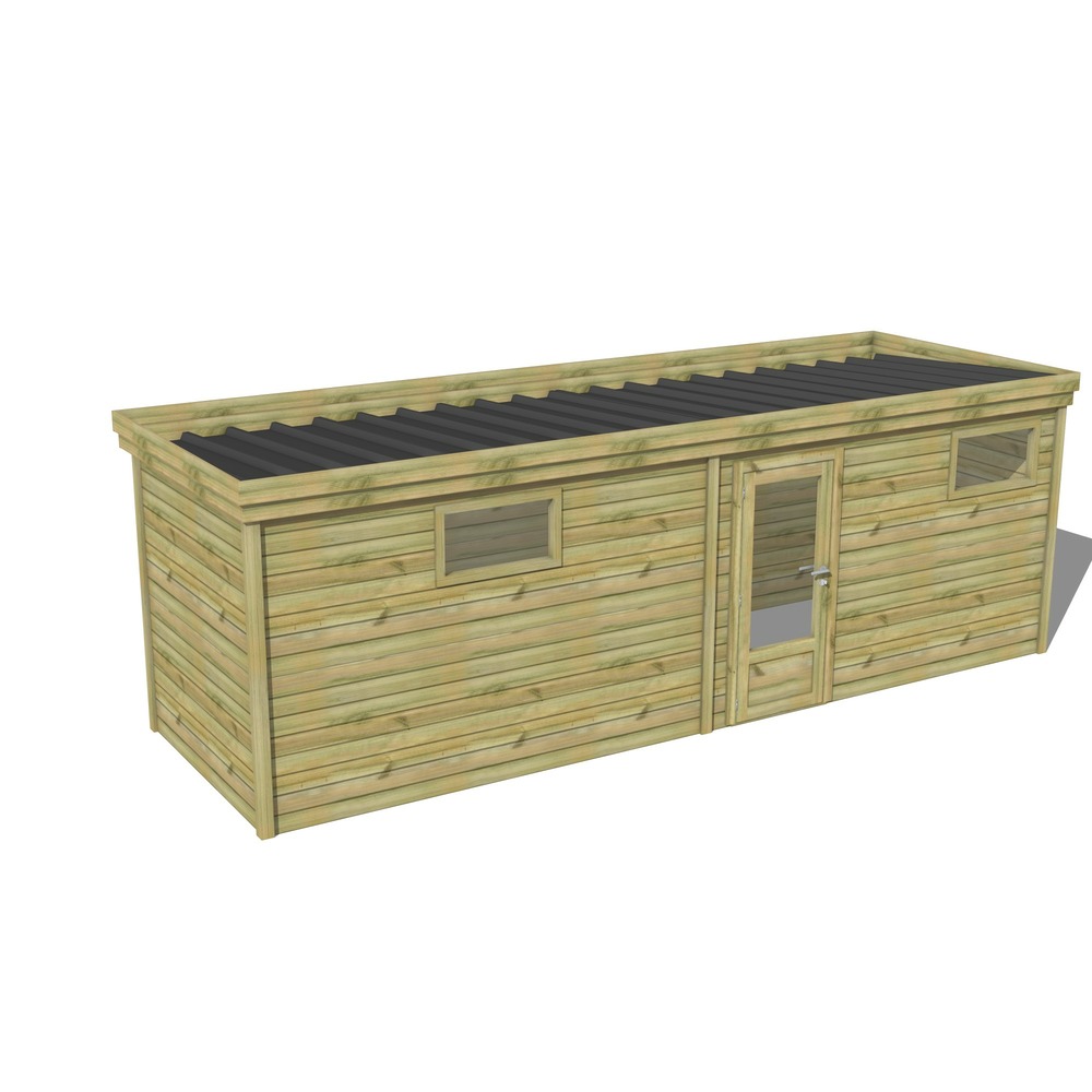 Abri de jardin bois pin traité autoclave 27mm - 7,29x2,14m / 16m2 - bac acier - abri français