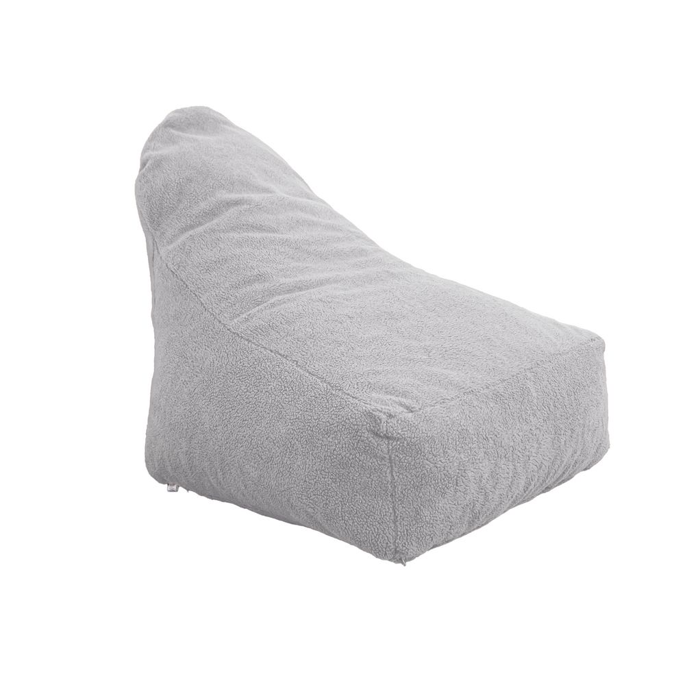 Pouf fauteuil xxl d'intérieur en tissu sherpa - 120x70x90 cm - gris clair