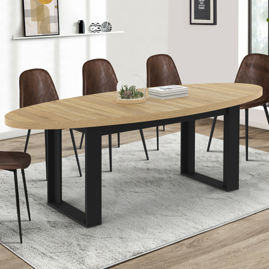 Table à manger phoenix 8 personnes ovale 200 cm bois et noir