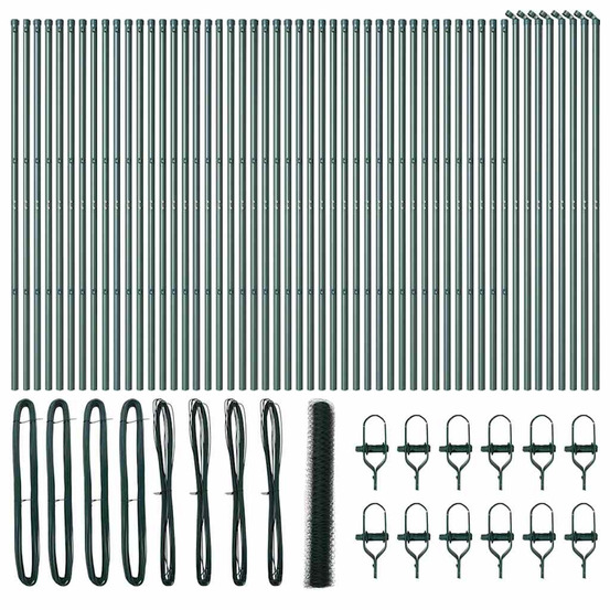 Clôture avec poteaux vert 1.4 x 100 m acier recouvert de pvc