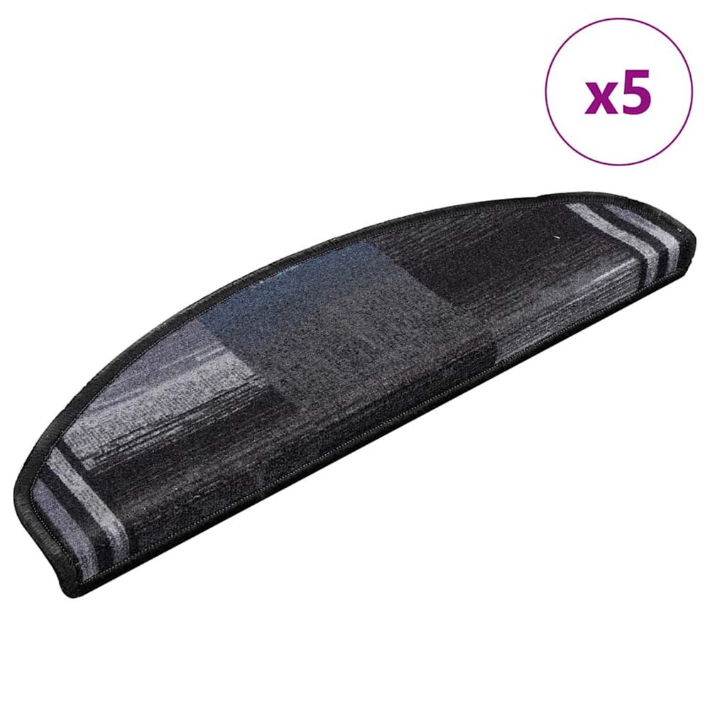 Tapis d'escalier autoadhésifs 5 pcs 65x21x4 cm noir et gris